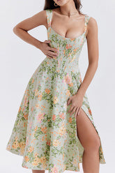 Strappy Sleeveless Floral Midi Bodycon Dress